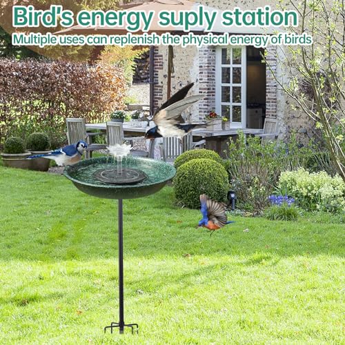 Yiabivo Solar Powered Metal Bird Bath with Fountains for Hummingbirds,Stable Stylish Design with 5-Prong Base Metal Stake Bird Baths for Outside Lawn Patio Yard Garden by Yiabivo - Image 4