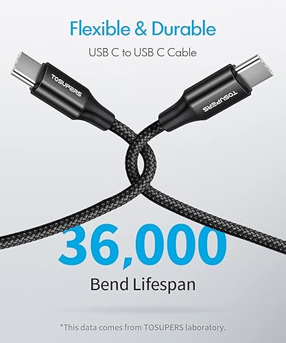 Miniatura 3 de Paquete de 2 cables largos USB C a USB C de carga rápida de 60 W, PD tipo C, cable de carga de nailon compatible con Samsung Galaxy S23 S22 S21 S21+