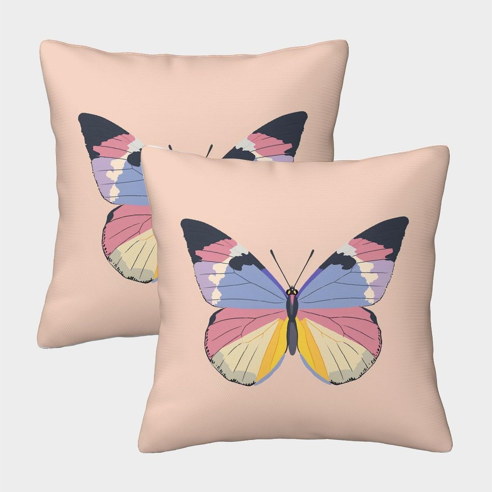 QFVANSIYO Pastel Butterfly Design 3D Printed Microfiber Pillowcase Bedroom Decor Butterfly Pillow Cover Soft for Adults Teens 50x50cm