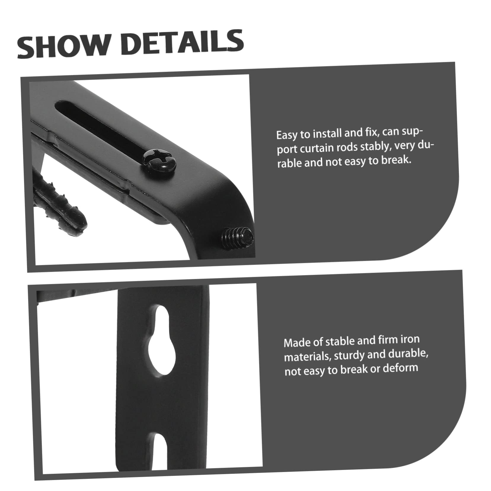 GREENADSCAPE 1 Set Adjustable Curtain Rod Brackets Curtain Rail Holders for Easy Wall Installation Strong Simple Design for Living Room Bedroom Kitchen Decor