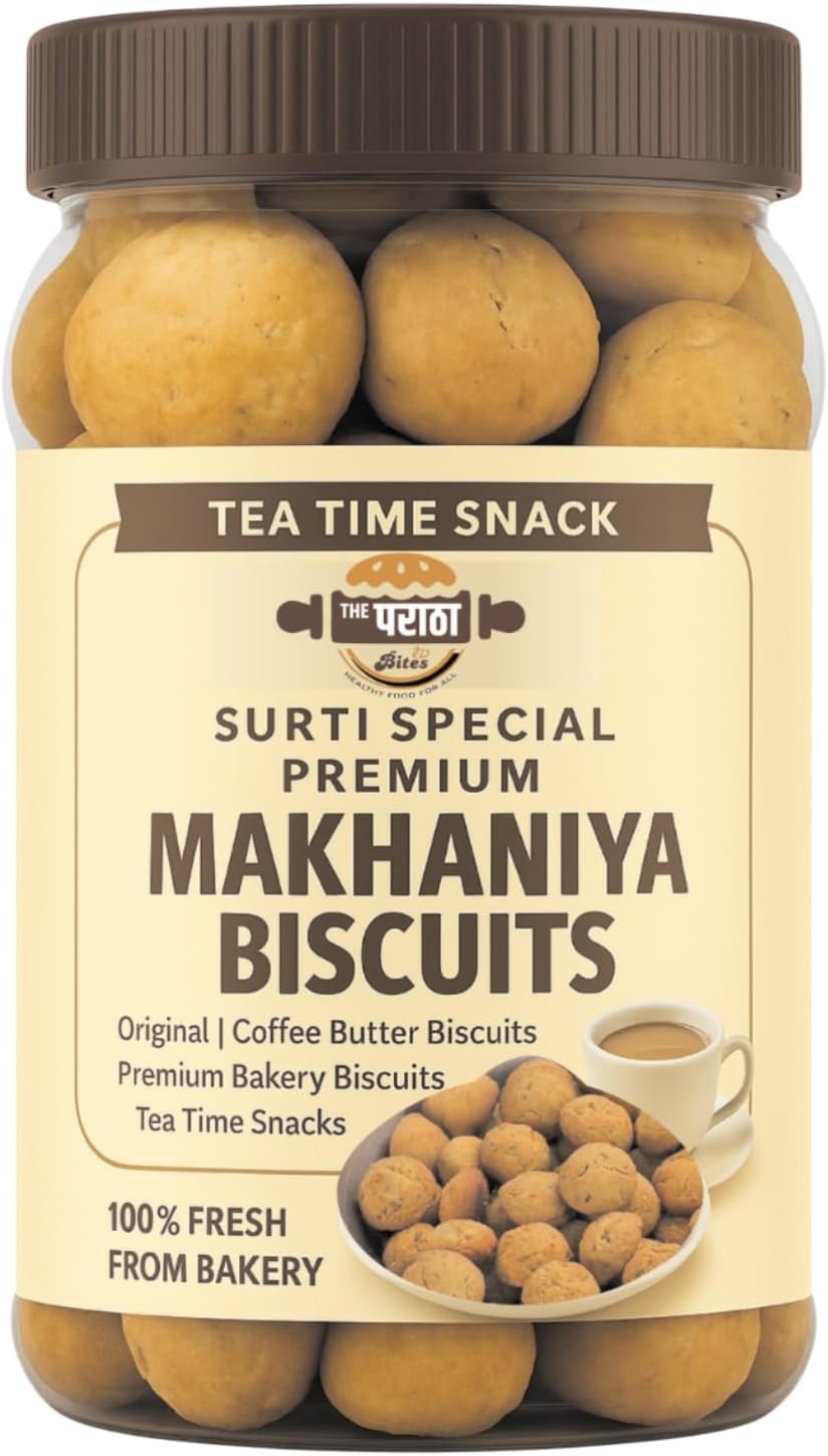 The Paratha & Ready Bites Surti Butter (Makhania) with your Tea/Coffee|Special JeeraButter Biscuit | Biscuits JeeraButter | HomemadeButter| Tea Time Snacks (1.5_KG Bahubali Family Pack)