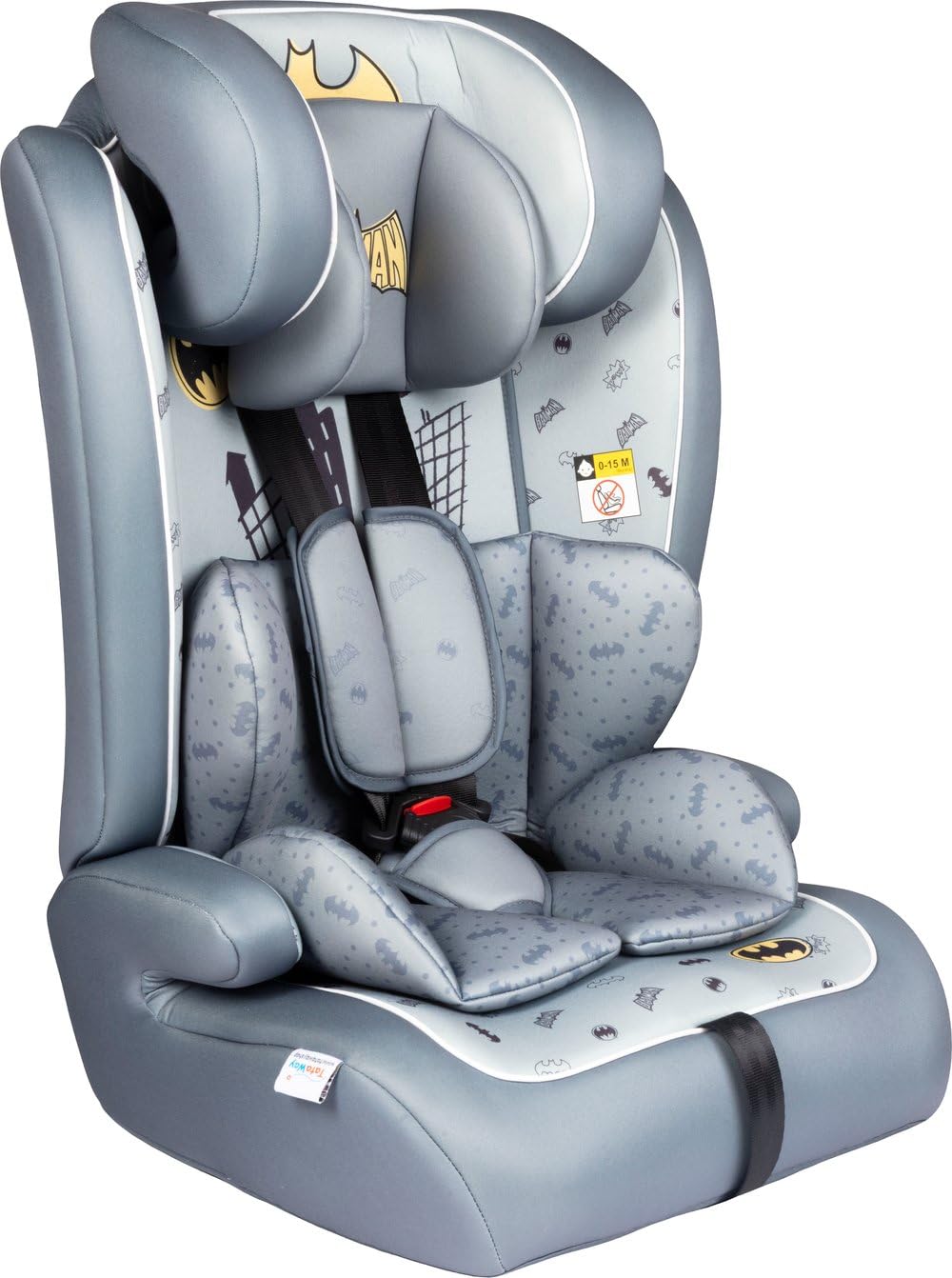 Asiento De Coche Dc Comics Batman I-SIZE R129. Asiento De Seguridad Para Niños Con Una Altura De 76 A 150 Cm. Reposacabezas Y Acolchado Ajustables