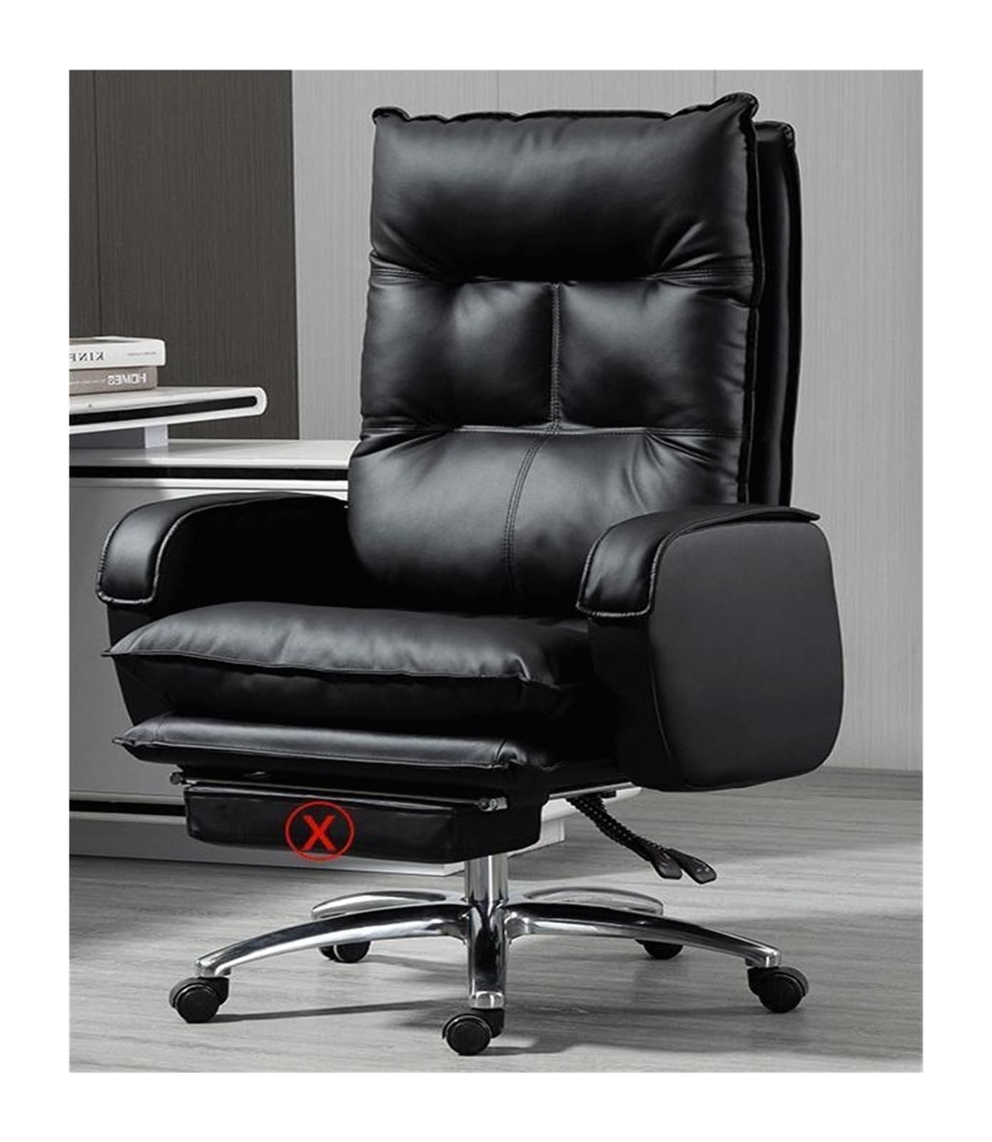 SaryEdge Gaming Chair, Home Office Desk Chairs, Swivel Chair Leather Computer Office Comfortable Home Ergonomic Swivel Chair,Black-No pedal,Black-No pedal