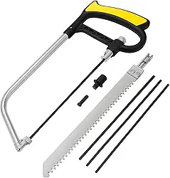Kit Serra Manual 7 Peças, Arco de Aço Reforçado, Lâminas Intercambiáveis para Madeira, Metal e PVC, Uso Profissional e Doméstico
