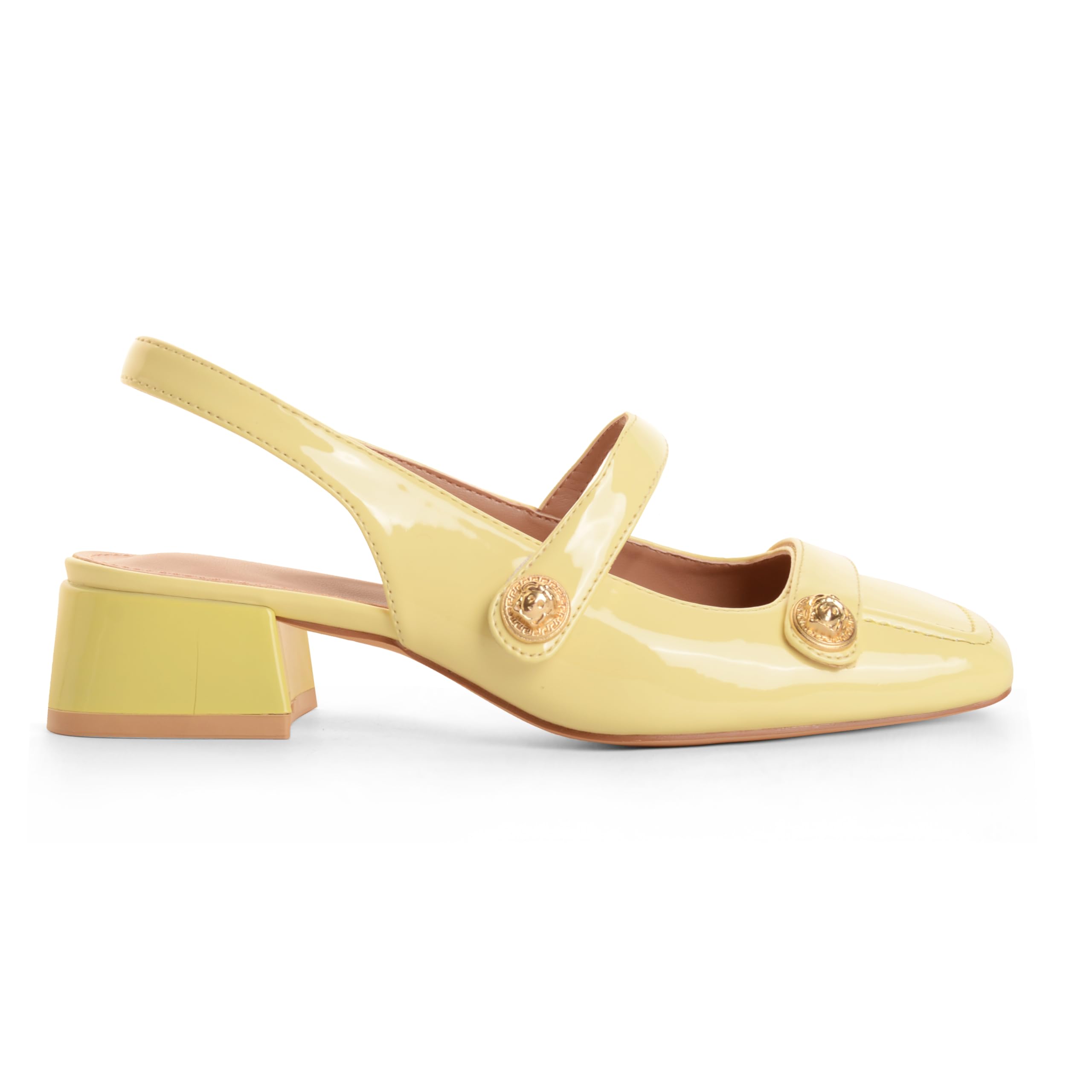 Slingback Mary Jane Heels for Women Low Block Heel Closed Square Toe Pump Shoes Heels Classic Daily Office Dressy Shoes