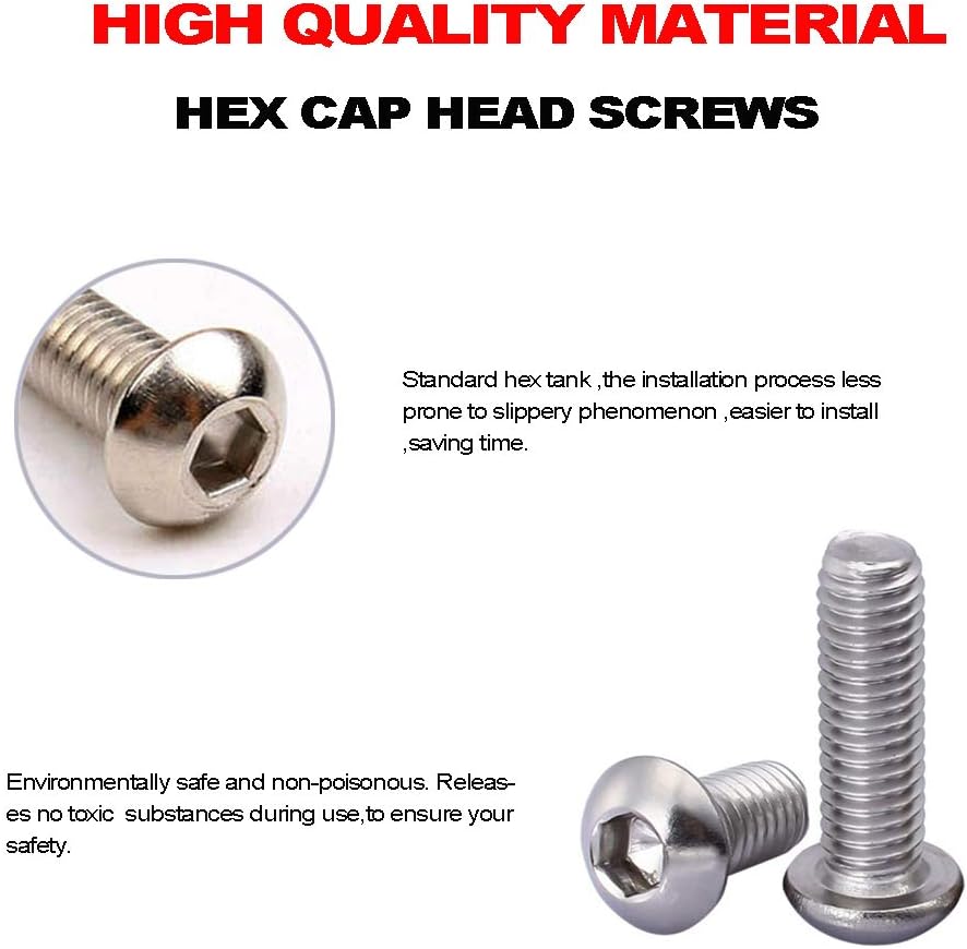 Top Brands 240 Pcs M4 M5 M6 Stainless Steel Mushroom Hex Button Head Cap Bolts Screws Nuts Assortment Kit Best Quality 🔥 240 Pcs M4 M5 M6 Stainless Steel Mushroom Hex Button Head Cap Bolts Screws Nuts Assortment Kit