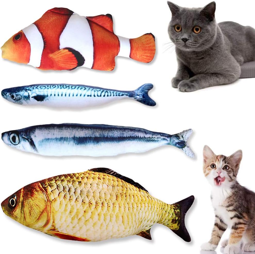 Bihuo Plush Fish Shape Toy, Perfect for Biting and Chewing, Extra refillable Catnip, Fish-Crinkle, Interactive for Cat/Kitty/Kitten and…