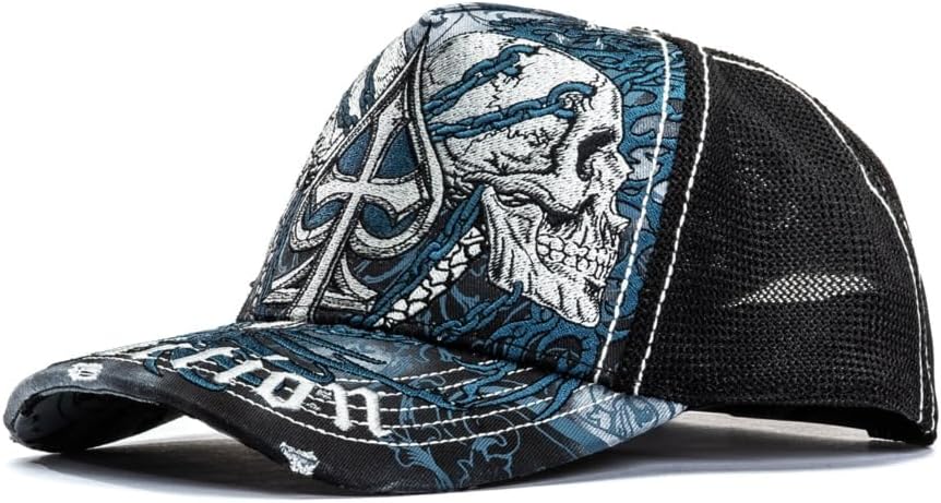 Affliction Men's Baseball Cap, Gothic Style, Embroidered Pattern