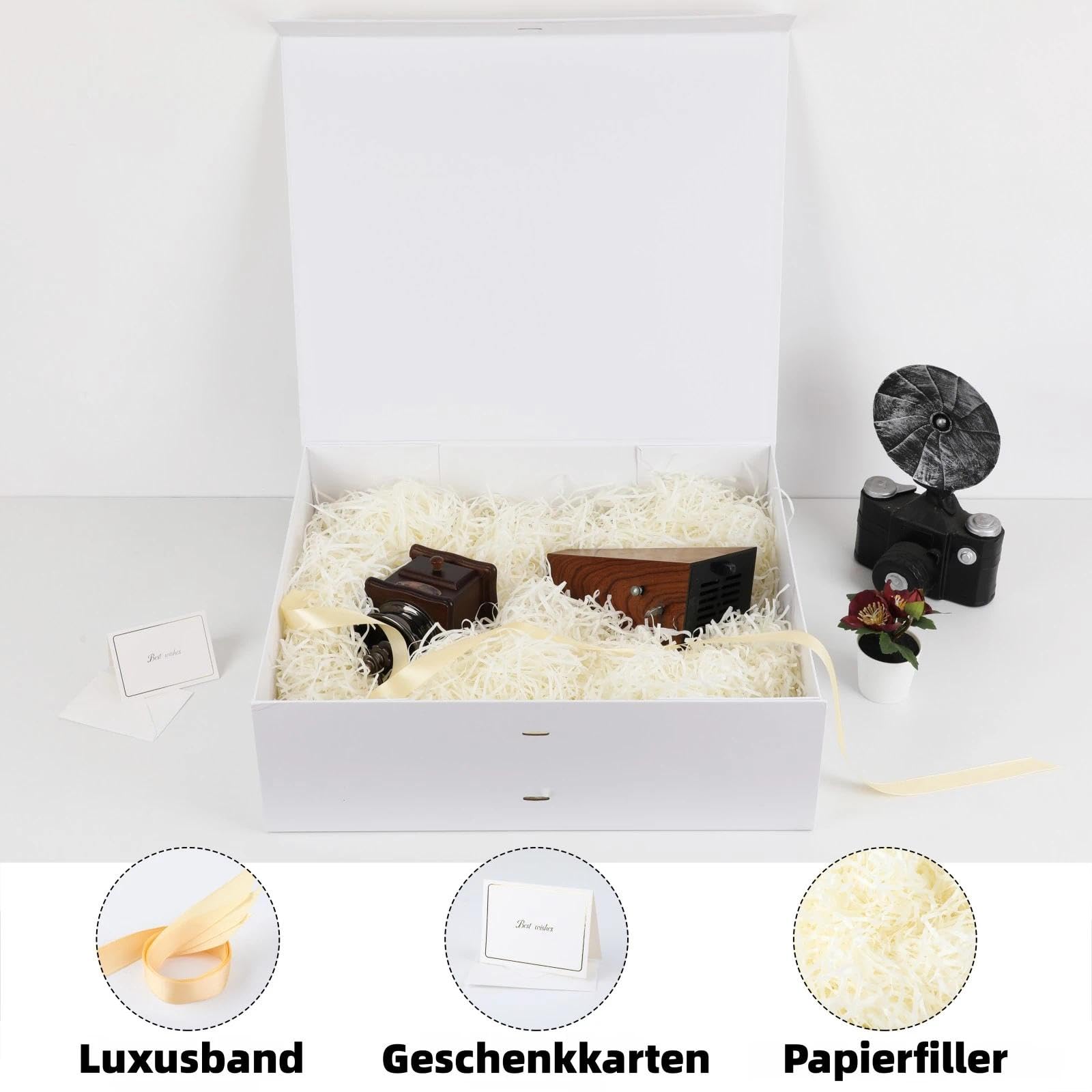 Weiß Geschenkbox groß 42 x 33 x 13.5cm Geschenkbox mit Deckel 3 Stück