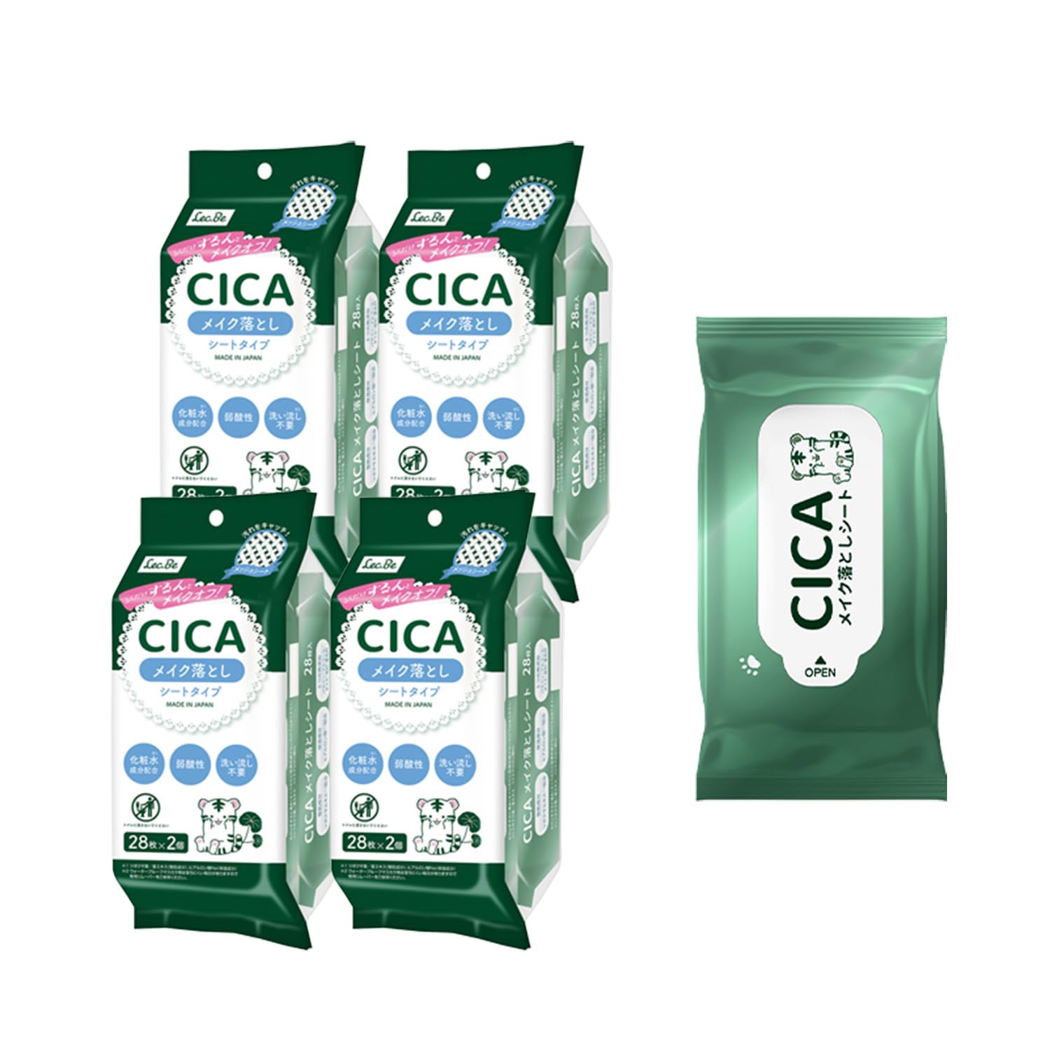 レック(LEC) CICA メイク落とし シート (28枚入×8個) 日本製/弱…