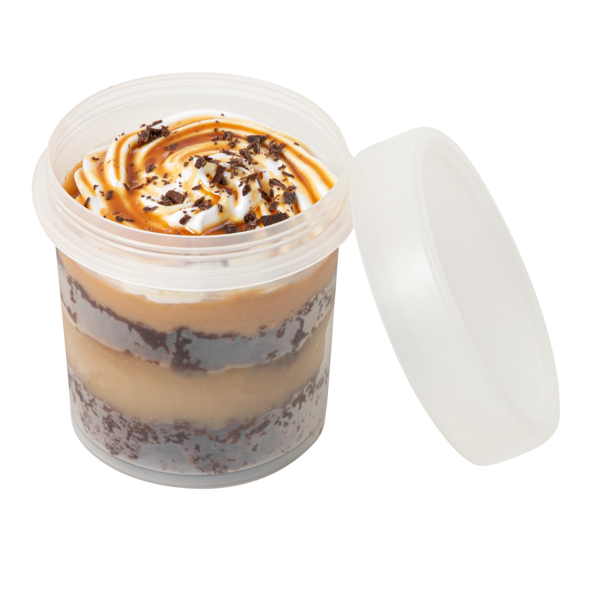 Restaurantware - Mini tazas de postre redondas de 10 onzas, 100 tazas desechables para pudín con tapas, duraderas, apilables, tazas de parfait de plástico transparente con tapas, para llevar postres y