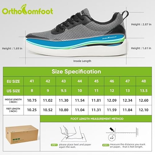 Miniatura 6 de OrthoComfoot Zapatillas ortopédicas de moda para hombre con soporte de arco cómodos zapatos ortopédicos para fascitis plantar, zapatos de caminar