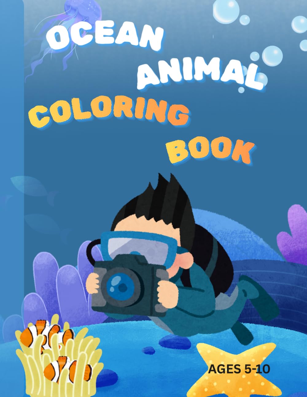 Ocean Animal Colouring book: A fun and easy colouring pages for kids Ages 5-15