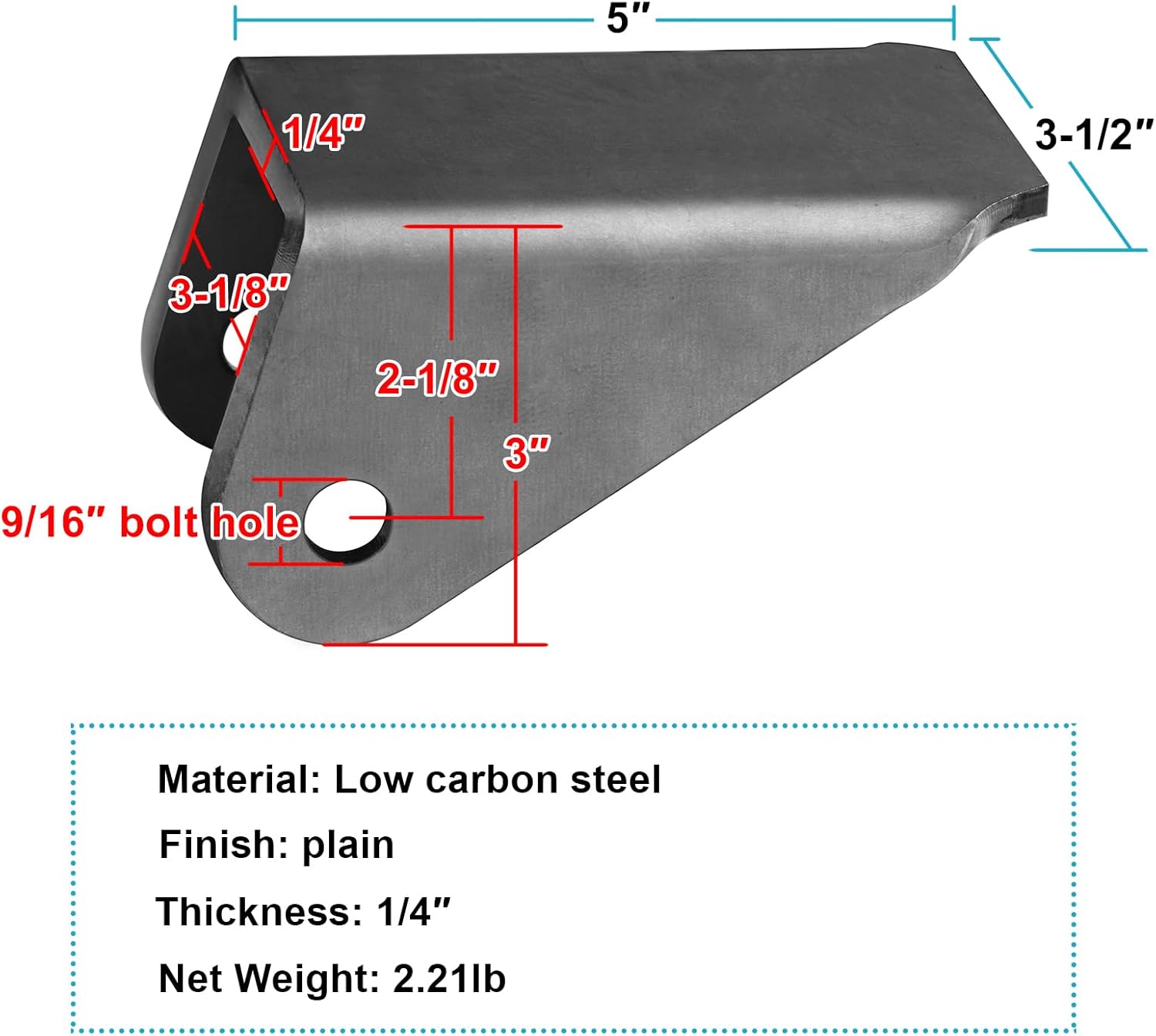 2 Pack Weld On Leaf Spring Hanger Fits 2-1/2" Spring for 4WD Off-Road, 3-1/8" Inner Width