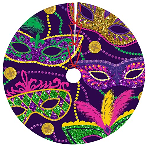 Carnival Tree Skirt Mardi Gras Masquerade Tree Skirts For Carnival Christmas Decorations 36Inches Tree Mat For Christmas Holiday Party Decorations #TOP1