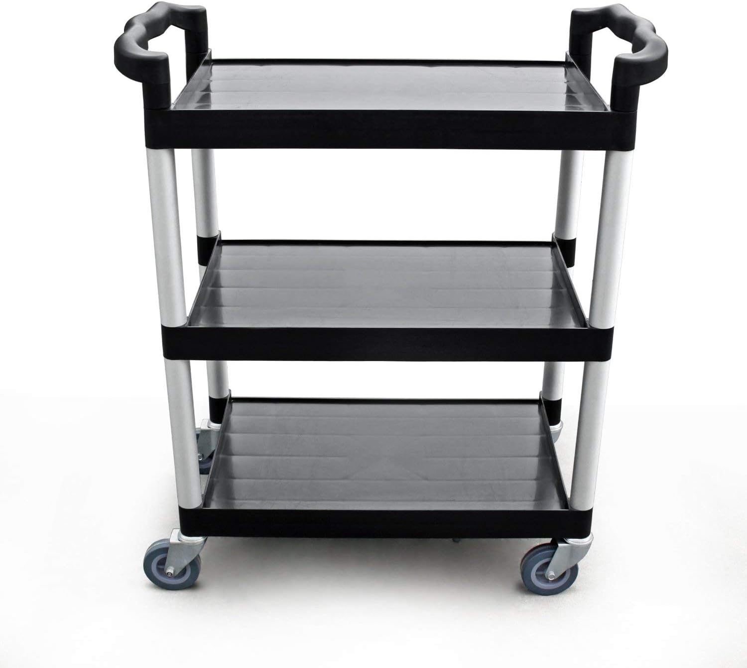 New Star Foodservice 54552 350-Pound Plastic 3-Tier Utility Bus Cart with Locking Casters, 42.5" x 19.5" x 38.5", Black : Office Products