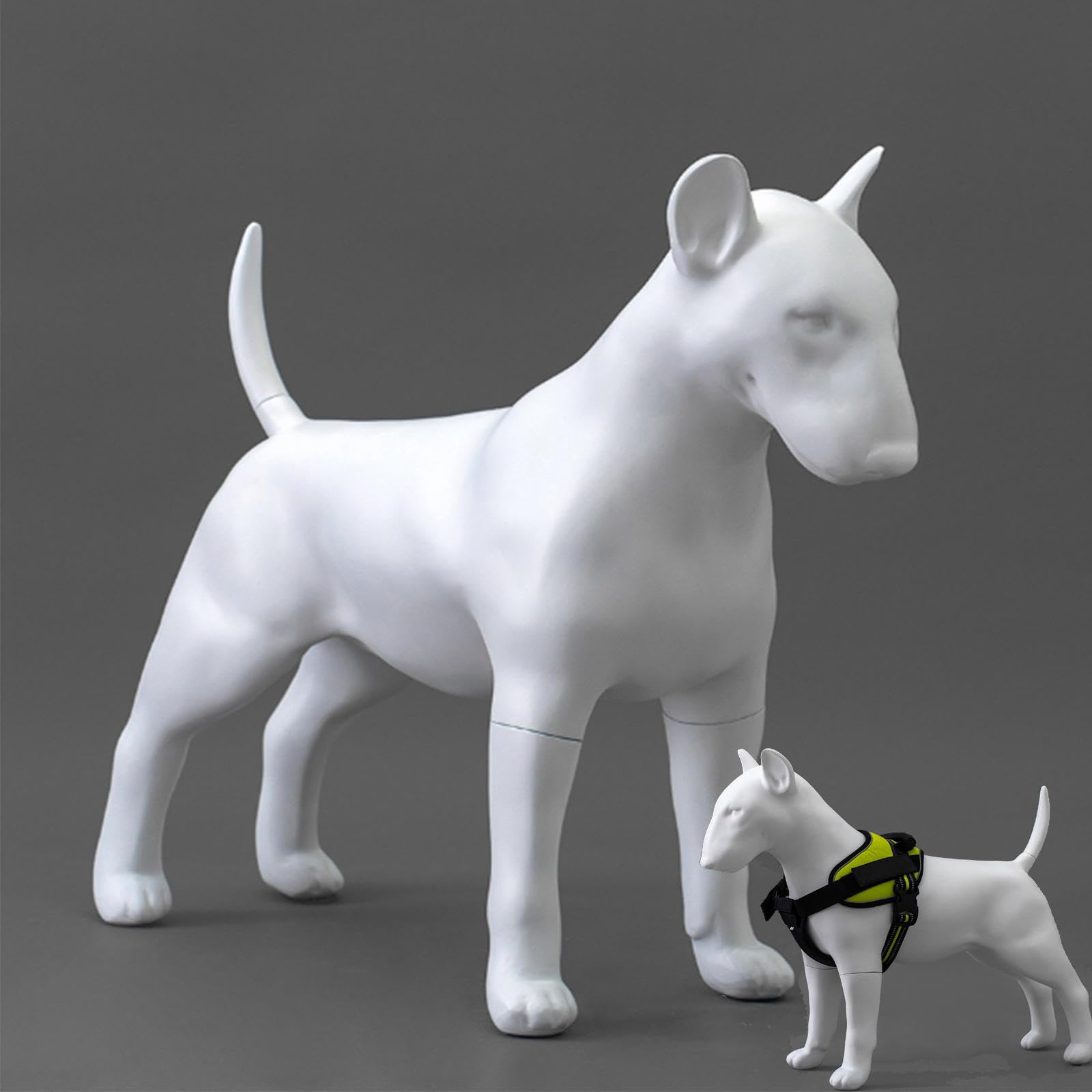 Modello di manichino per cani Bull Terrier, espositore per abbigliamento per animali domestici, con gambe staccabili, per fotografia e uso in negozio di animali, statua realistica per cani