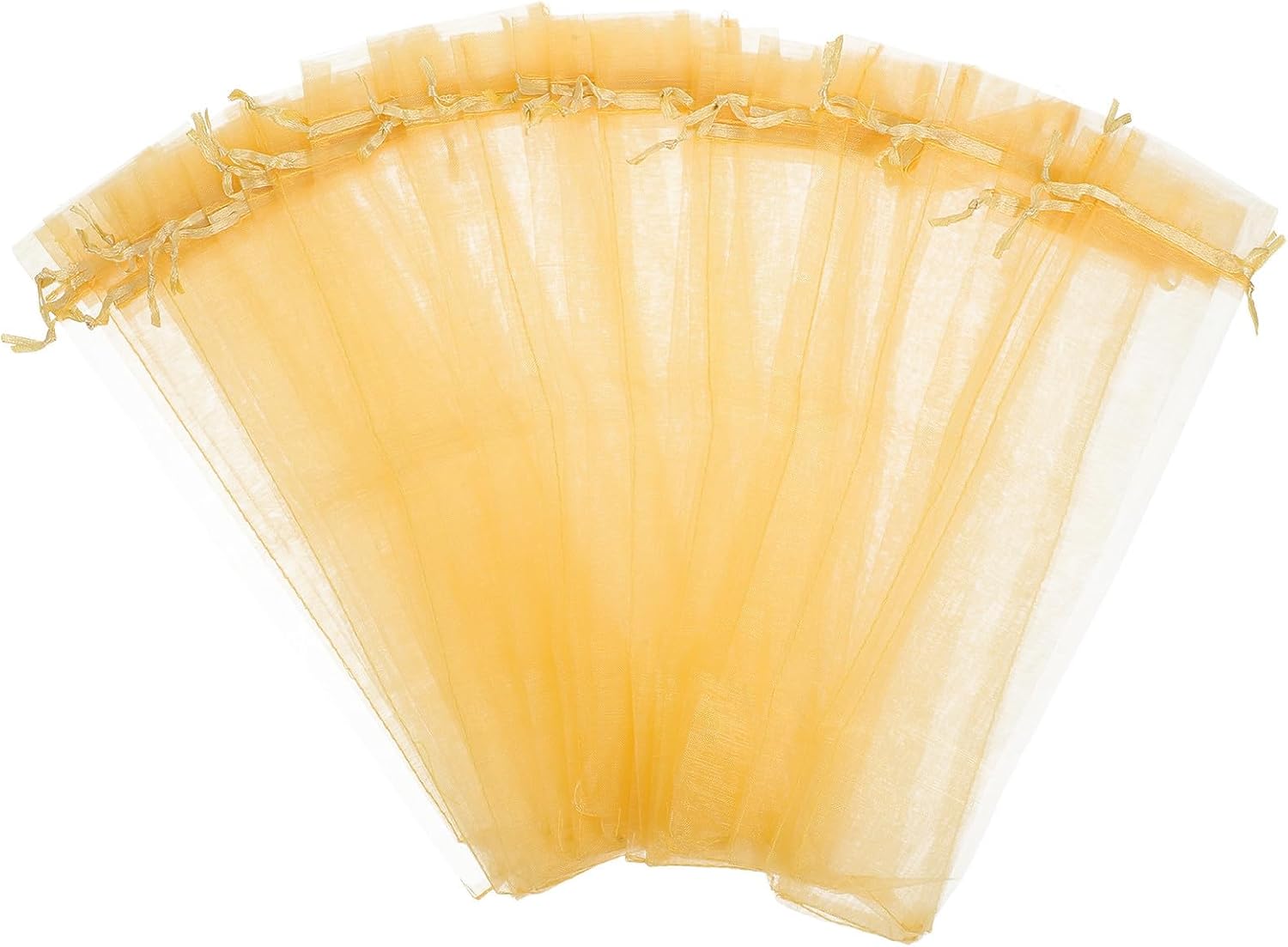 50pcs Golden Organza Drawstring Bags for Small Gifts and Party Favors