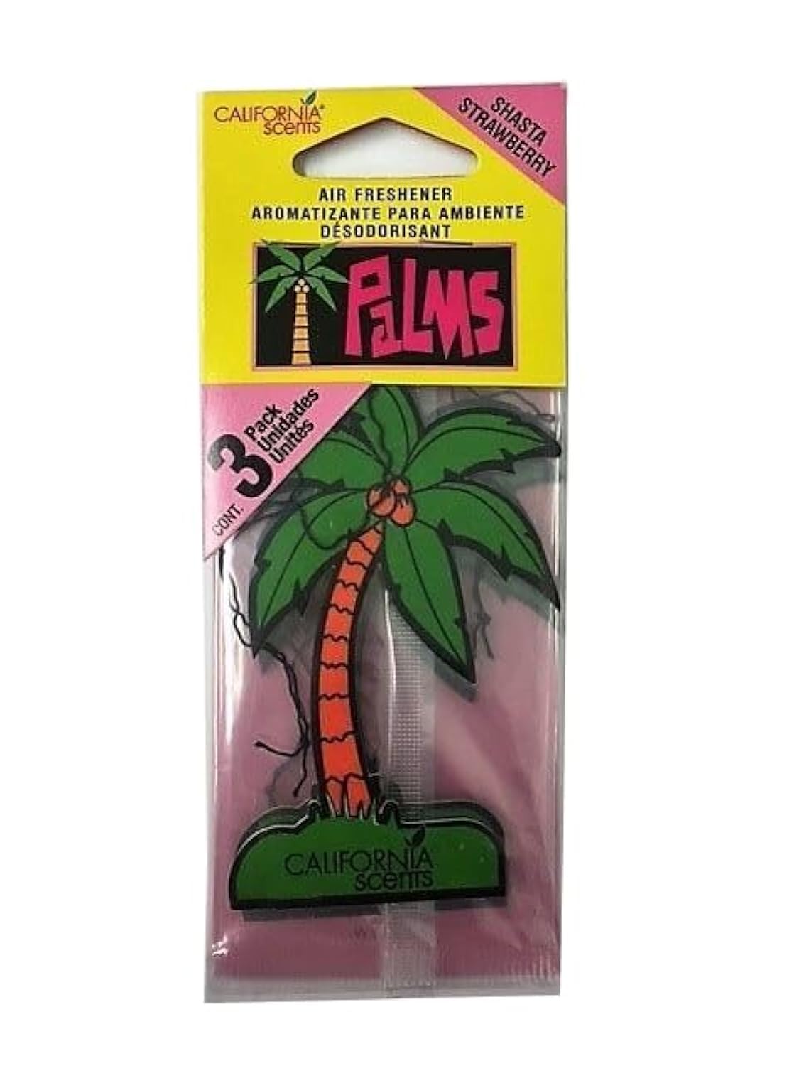Hanging Palm Tree Air Freshner, 3 Packs (Shasta Strawberry)