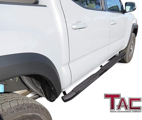 Miniatura 3 de TAC - Estribos laterales para Toyota Tacoma 2005-2023, camioneta de doble cabina de 4.25 pulgadas, textura negra, barras laterales Nerf accesorios
