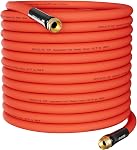 SPECILITE Couvercle de jardin chaud/froid de 5/8 po 50 ft, -50°F-190°F Tuyau d'eau lourde, flexible & Caoutchouc léger avec raccords en laiton 3/4" pour le commerce, le jardin, l'extérieur, la ferme, le rouge