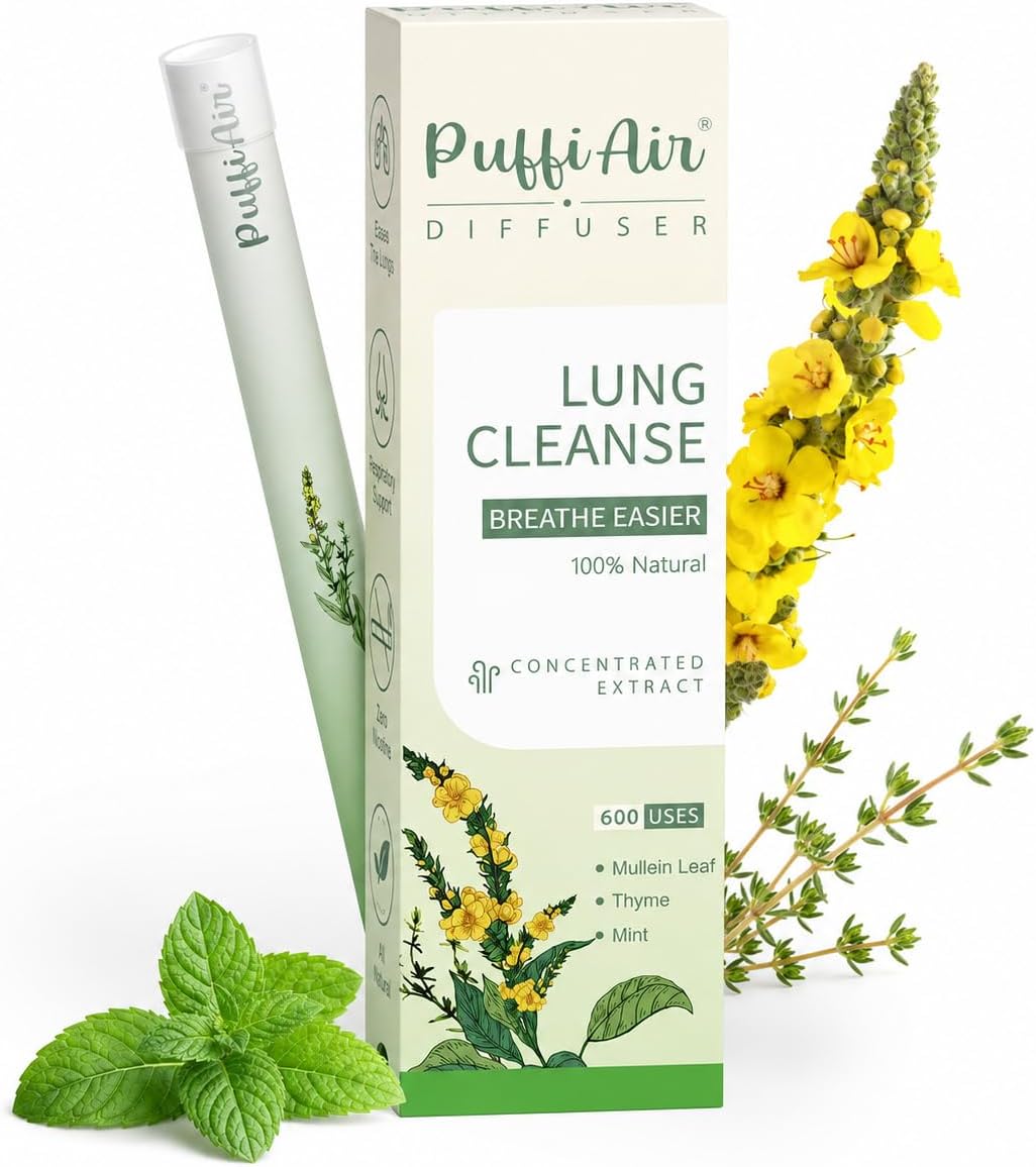 PUFFIAIR Diffuser Pen Natural Mullein Leaf Aromatherapy Inhaler | Nicotine Free Lung Cleanser | Herbal Mullein Diffuser 300 Uses