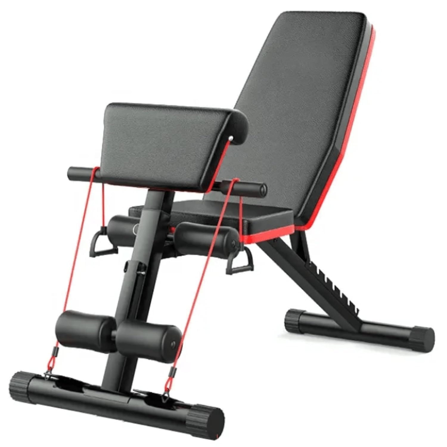 Home Bench Press Chair Dumbbell Stool Adjustable Dumbbell Exercise Bench Flat Weight Bench Foldable Sit Up Incline Abs Flat Fly Weight Press Rope - Stocks (Black.)