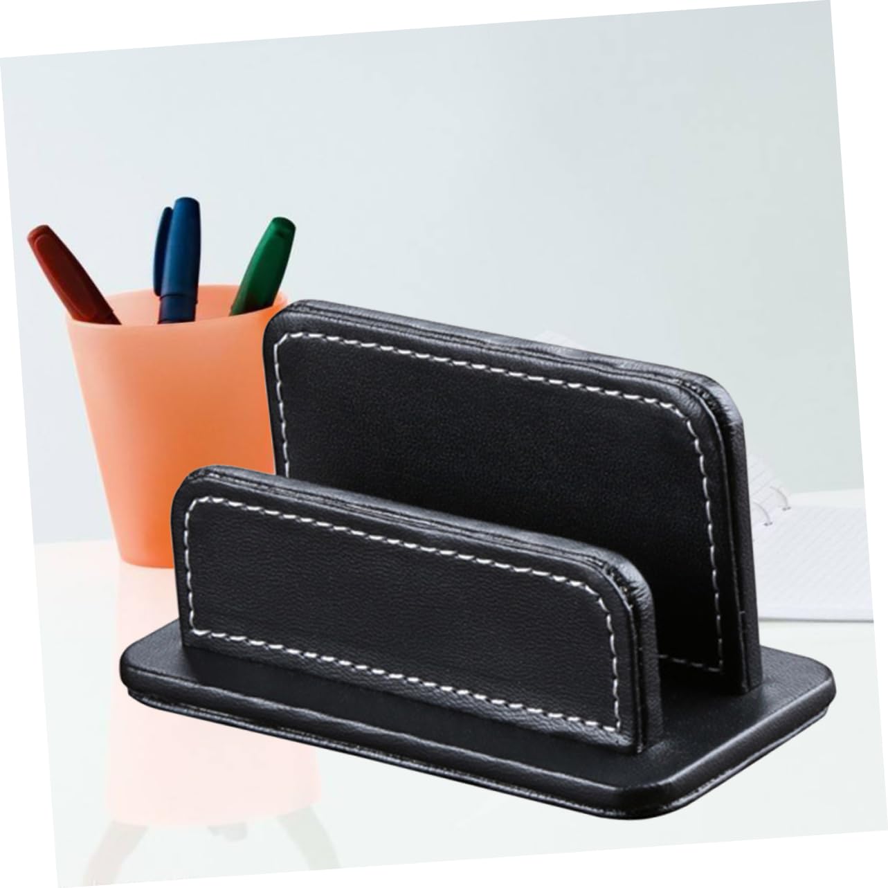 Ciieeo 3 Piezas Tarjetero De Cuero Soporte De Mesa Para Tarjetas De Visita Accesorios De Mesa De Oficina Soporte Para Tarjetas De Visita Tarjetero De Piel Tarjeta De Visita Papelería