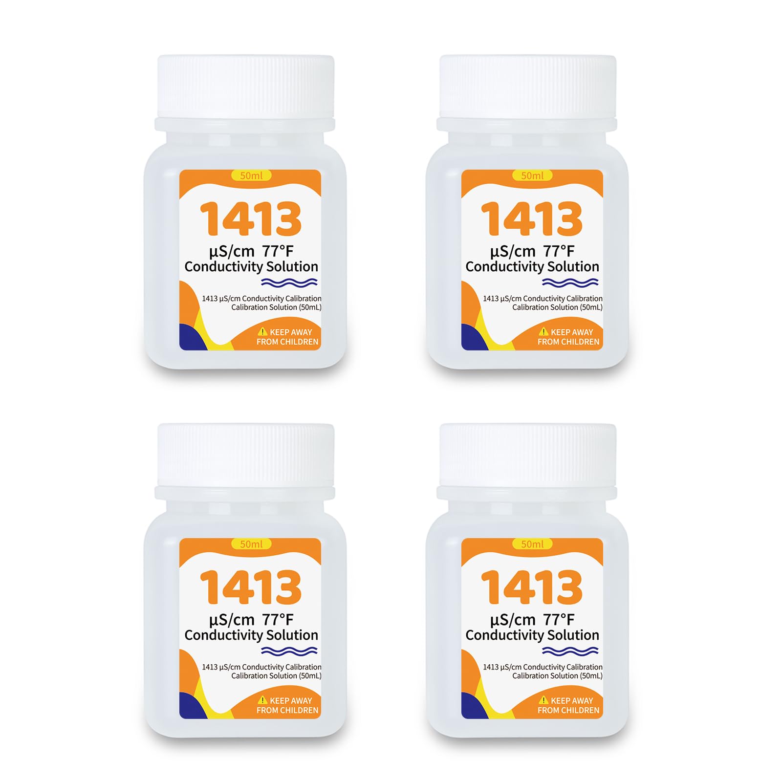 1413 μS/cm Calibration Solution 50mL Conductivity Standard Calibration Solution Kit 4-Pack for EC TDS Meter Hydroponics Conductivity Tester