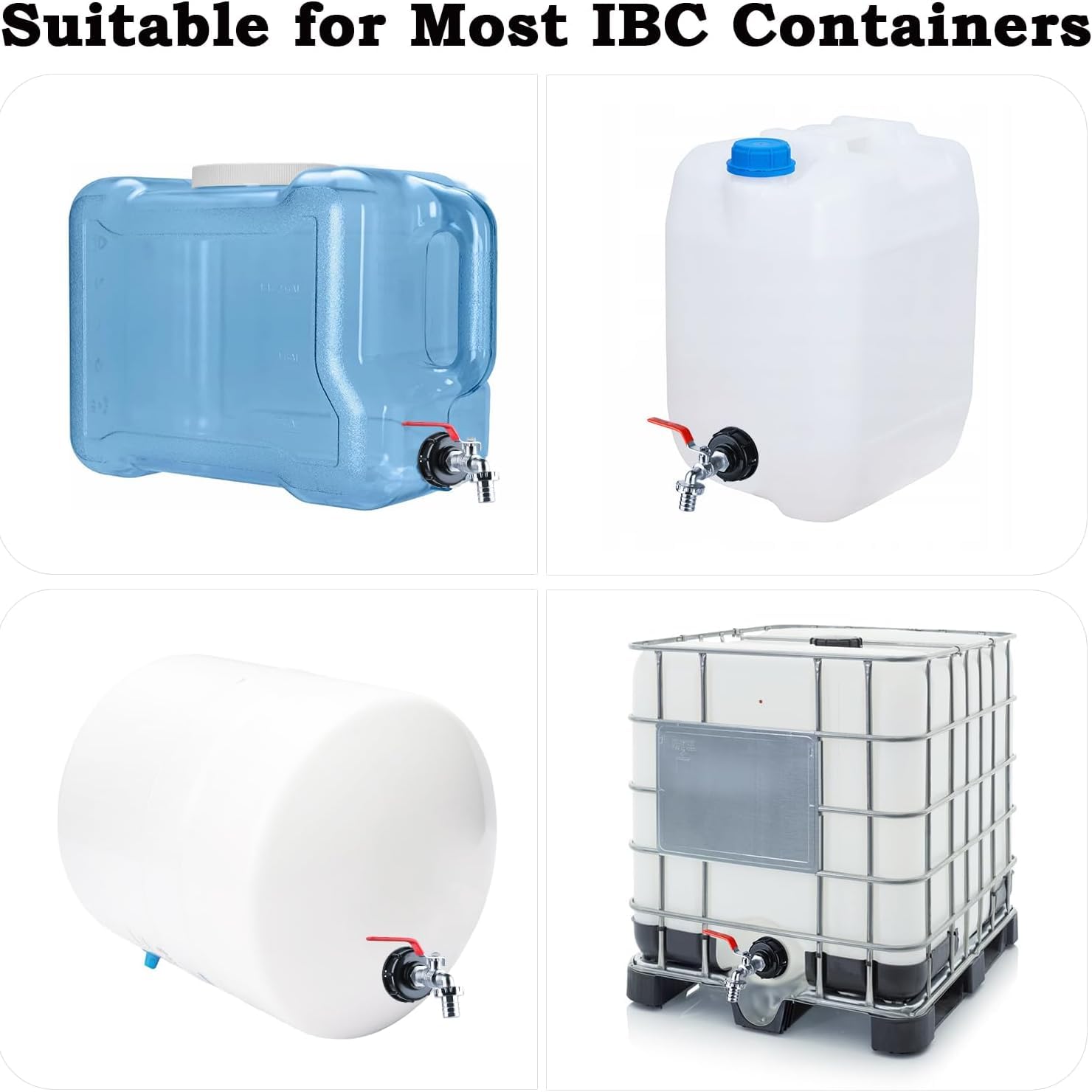 GEDEGOOK IBC Container Accessori,IBC Adattatore Rubinetto Giardino,Adattatore per Serbatoio Dell'acqua da 3/4" con Anelli di Tenuta,Raccordo Rubinetto in Lega per IBC Vasca da 1000L 60MM (3/4)