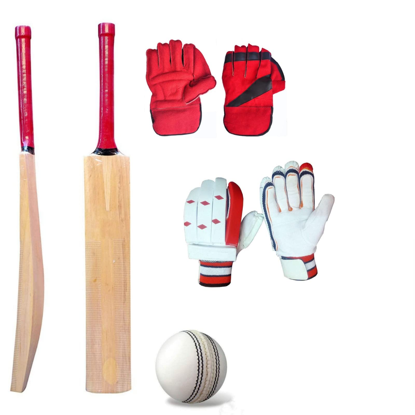 Rakso Full Cricket KIT with ONE Full Size Hard Ball Play Cricket Wooden Tennis BAT and 1 Leather Ball and with Batting Glove with Wicket Keeper Glove Cricket kit Combo-picture-23