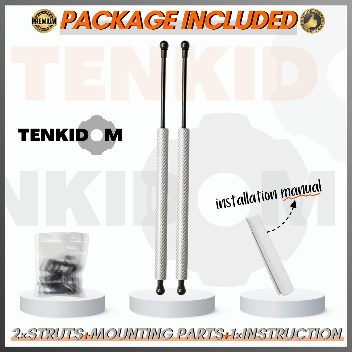 Qty(2) Carbon Fiber Hood Struts Compatible with Honda Integra DB6-DB9 DC1-DC2 DC4 1994-2001 Shock Lift Supports Gas Dampers Springs Kit Bonnet No-Drill Bolt-on