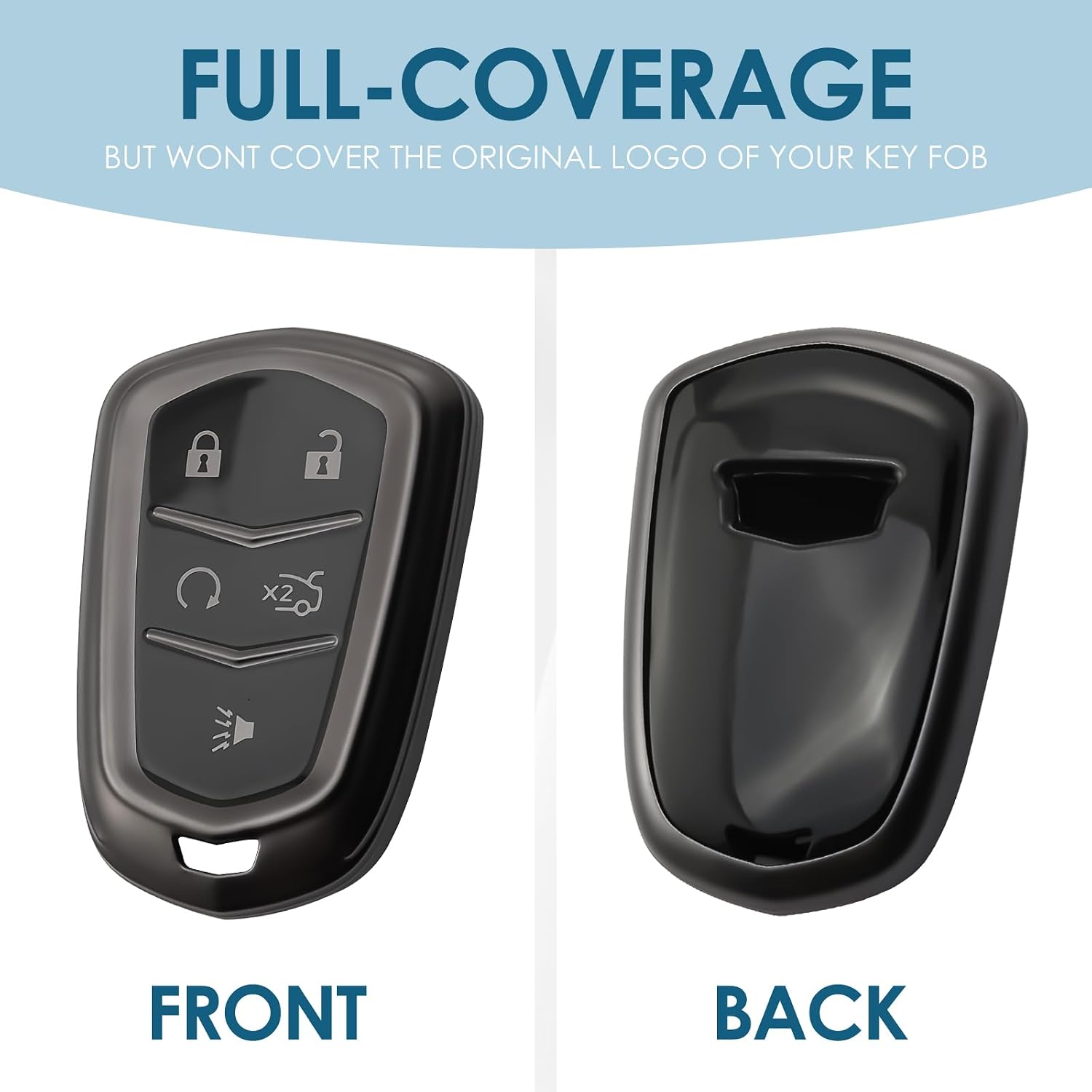 for Cadillac Key Fob Cover 5-Button Case Accessories with Keychain | Compatible with XT4 XT5 XT6 ATS CT6 CTS XTS SRX