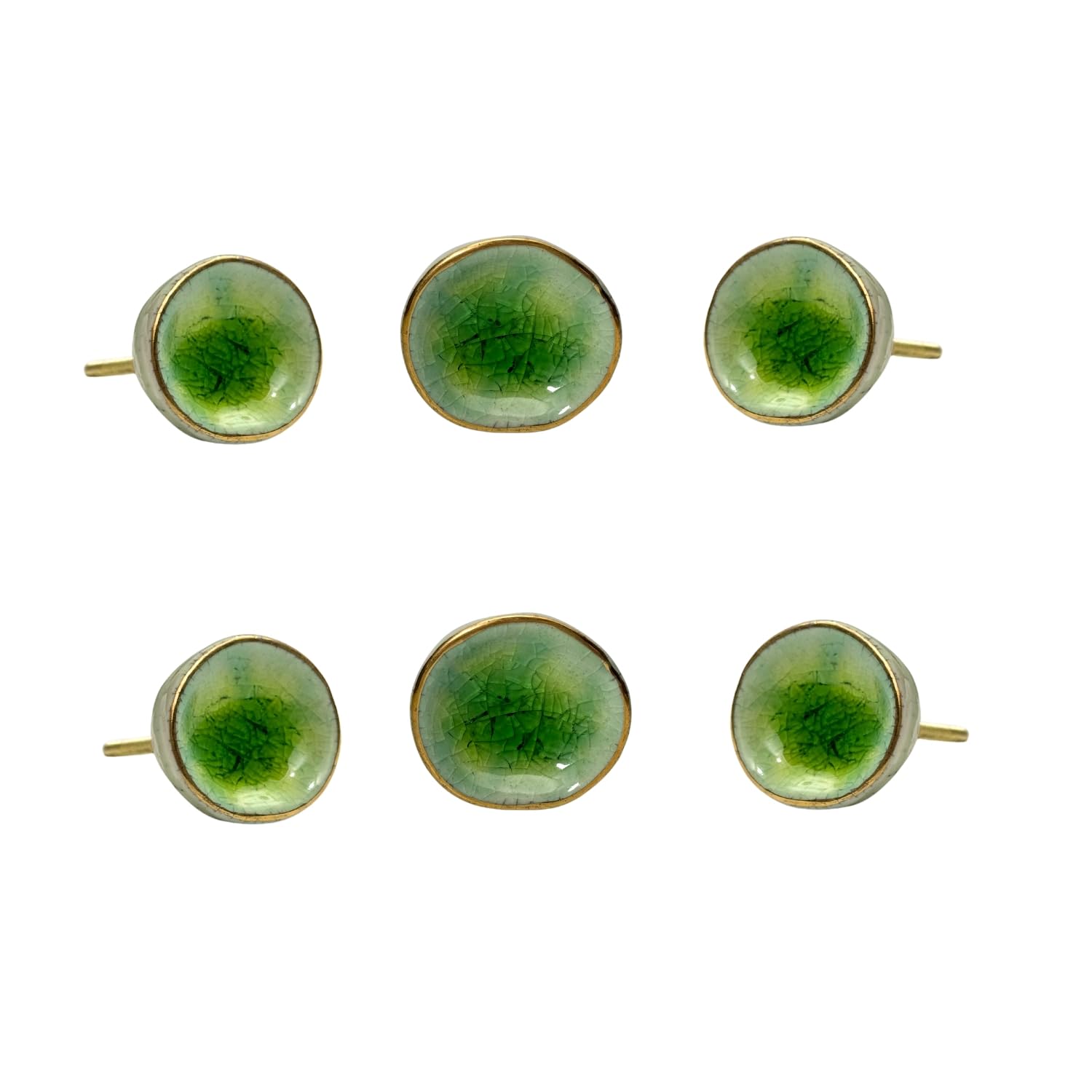 Perilla Home Keramik-Türknäufe, dekorativ, rund, mit Schraube, für Schrank, Schublade, Kommode, Schlafzimmer, Küchenschrank, Kleiderschrank, 4,2 x 3,8 x 3,2 cm, 6 Stück (Nantes Green)