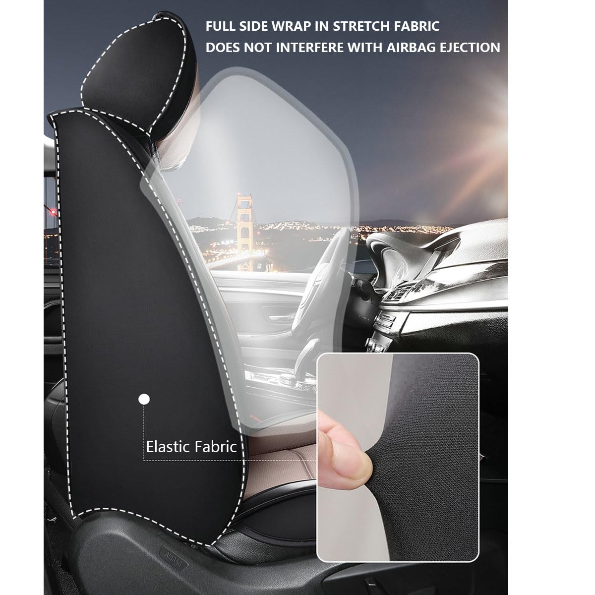 Genérico Fundas Asientos Coche para Honda CRV 2001-2006, Fundas para Asientos de Coche de Cuero Conjunto Completo, Compatible con Airbags, Diseño Envolvente Completo, Respaldo Trasero Partido