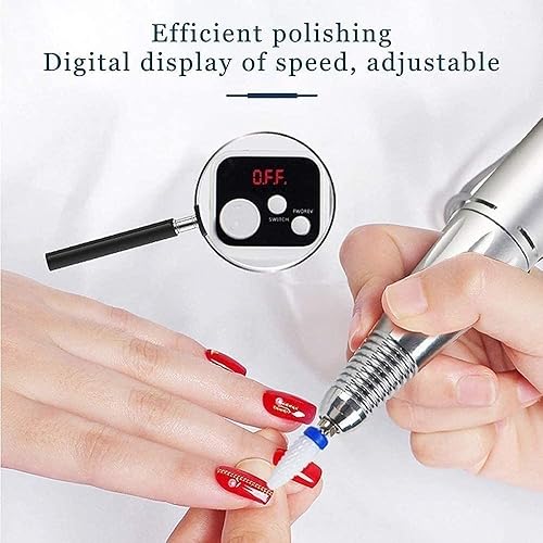 Miniatura 3 de YIRENZUI Máquina de taladro de uñas, 35000 rpm, kit de taladros de uñas portátiles para uñas de gel acrílico, lima de taladro eléctrico de uñas