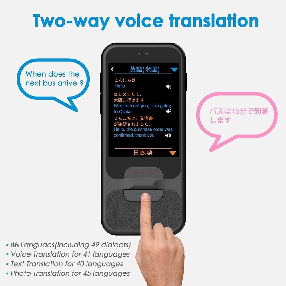 Language Translator Device Portable Two-Way Voice Interpreter Support 68 Languages Voice Translation 2.4Inch Touch Screen WiFi Connection Decoration,