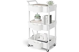 3-Tier Wheel Cart Organizer with Lockable Casters