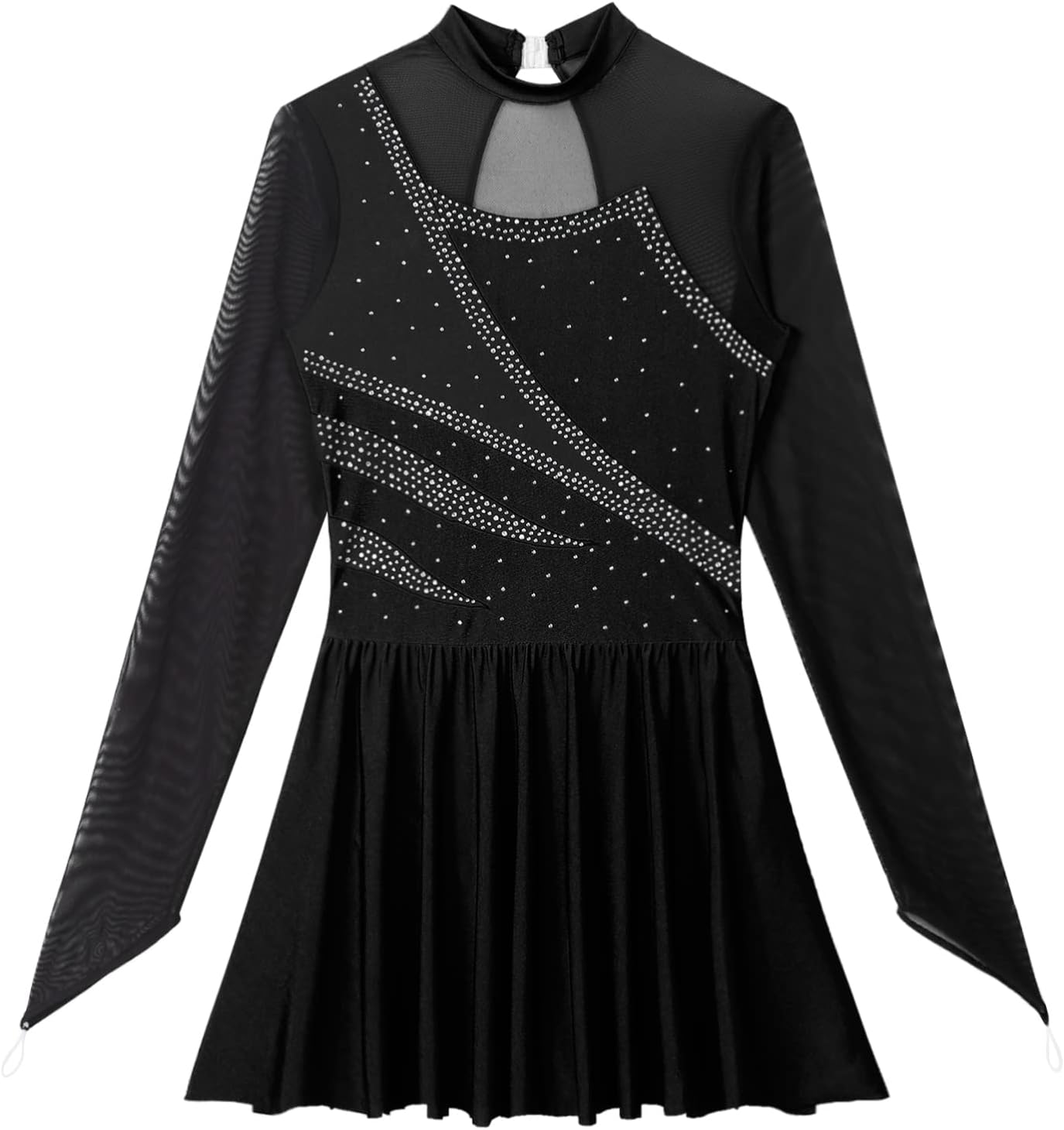 Women's Rhinestone Figure Ice Skating Dress Costume for Roller Skating Gymnastic Competition