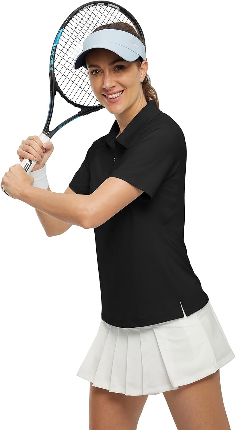 BGOWATU Women's Short Sleeve Golf Polo Shirts 1/4 Zip Tennis Tops Collared T-Shirts UV Protection Quick Dry - Image 2