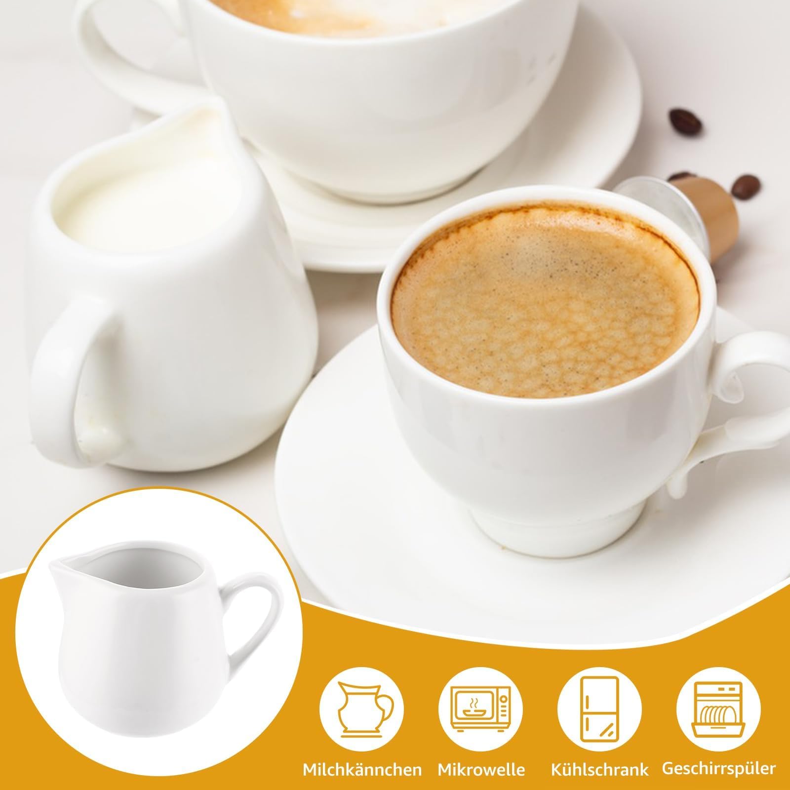 Milchkännchen Porzellan, 8 Stück Milchkännchen Weiß 240ml Milchkännche Großes Milchkanne Espressogießer, Schaumkännchen Groß Espressokanne für Kaffee, Milch, Saucen, Cafe, Küche