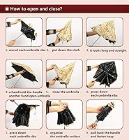 Vista 58 de Honeystore Sombrilla bordada con flor 3D plegable UV con encaje clásico