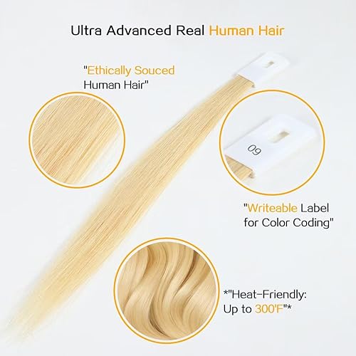 Miniatura 2 de Muestras de cabello para prueba de color, rubio claro 613 tono nivel 9, cabello humano Remy natural real, 30 hebras por paquete, 8 pulgadas