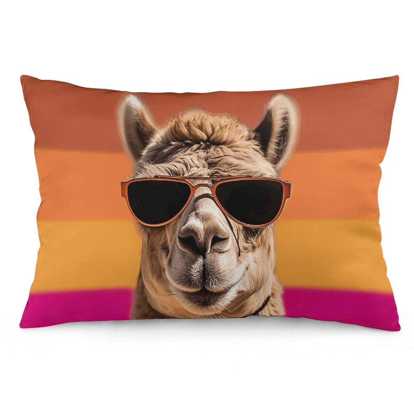 2 Pack Pillow Cases for Hair and Skin, Soft Breathable Pillow Case Covers with Hidden Zipper, Camel Wearing Sunglasses Pillowcase 12 "x20 Pillow Covers for Sleeping Gift