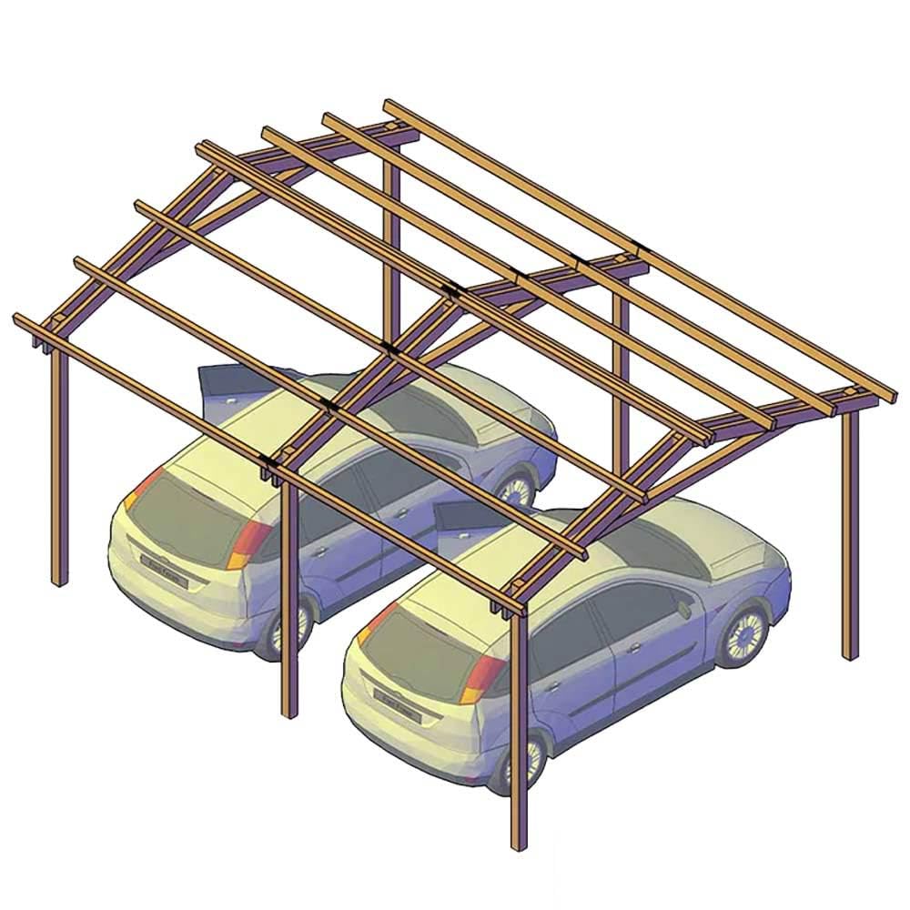 Pergola Carport in legno 400x550 cm pino impregnato Made in Italy