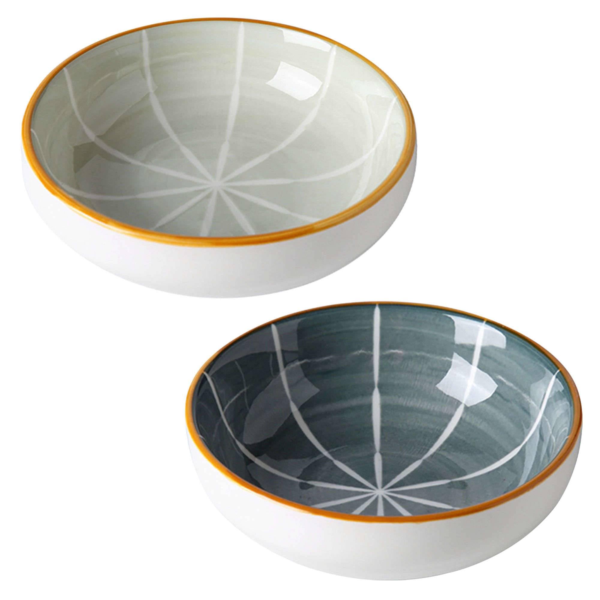 Dipschalen-Set für Sojasauce, Keramik-Dipschalen, Saucenschalen, Tapasschalen, Schalenset mit Blumenmuster für Desserts, Snacks, 2er-Set (Mehrfarbig, 2er-Set)