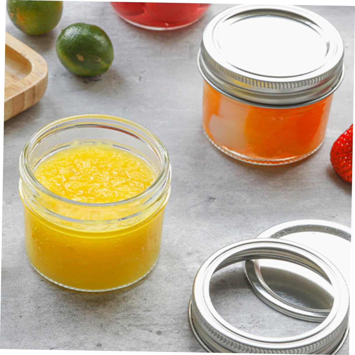 DOITOOL 20 Stück Teiliges Transparente Mini gläser mit Silbernen Aluminiumdeckeln Luftdichte Vorratsgläser für Marmelade Honig Zuckerpeeling Vielseitige Aufbewahrung zu Hause