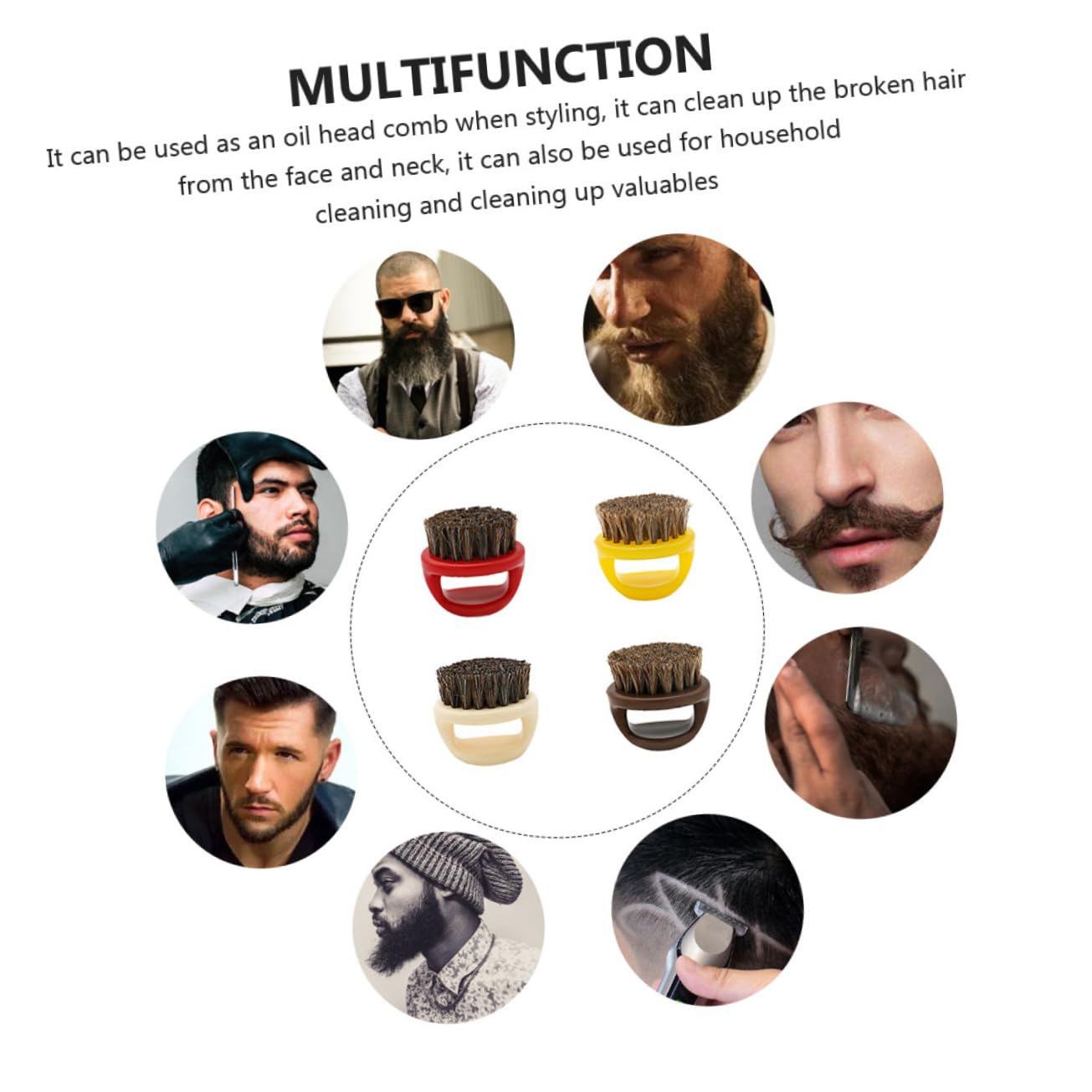 MAGICLULU 8 Pz Pennello per barba criniera testata dell'olio spazzola per la pulizia spazzole per pulire la barba spazzola per pettine beard brush maschile di setole nylon