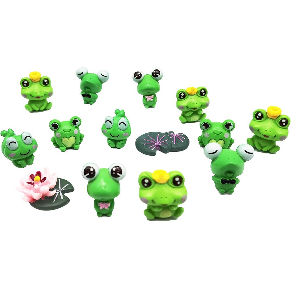 MAOMIACute Frog Miniature Figurines Cake Topper Mini Garden Frog Ornaments Animals Model Fairy Garden Moss Landscape DIY Terrarium Crafts Ornament Accessories Outdoor Decor(20 Pieces)