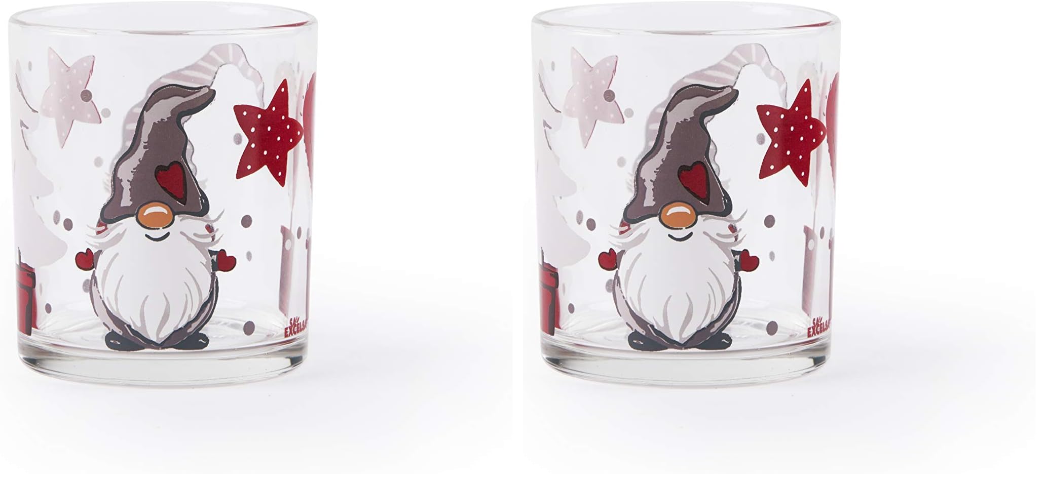 Verres de Noël Excelsa Gnomo lot de 6 gobelets en verre de 250 ml pour table de fête